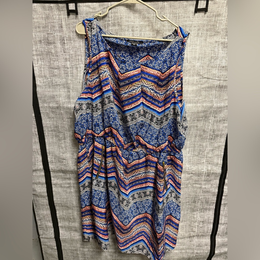 New Look Blue and Orange Geometric Dress